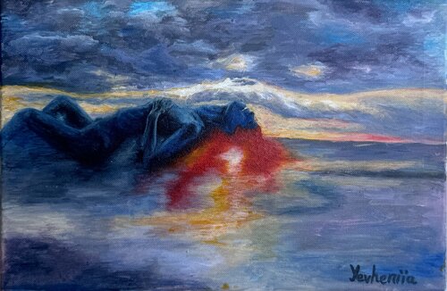 Extase. Lève du soleil sur les montagnes, Fréjus le 24 juillet 2024 by Yevheniia Lytovchenko, Painting for Sale on Select