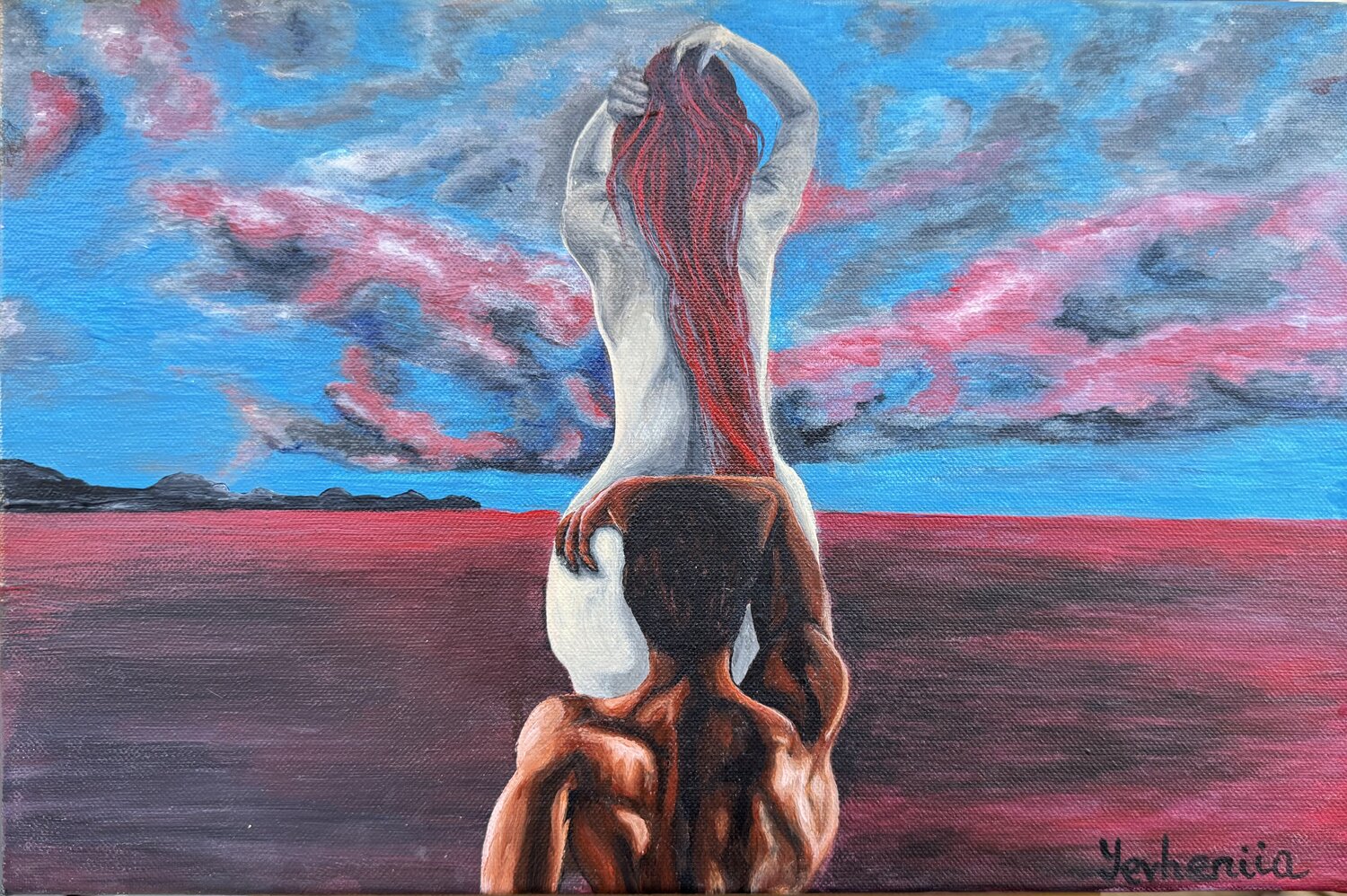 Bisous / Coucher de soleil le 23 juin 2024 Yevheniia Lytovchenko Original painting for sale
