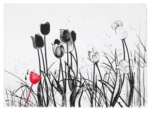 Silent Red by Evi Schartner, Painting for Sale on Select