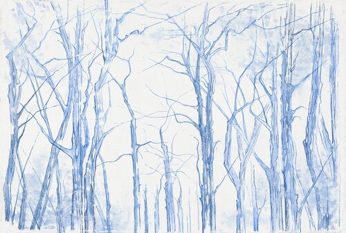 Winter Lines in Blue by Evi Schartner, Painting for Sale on Select