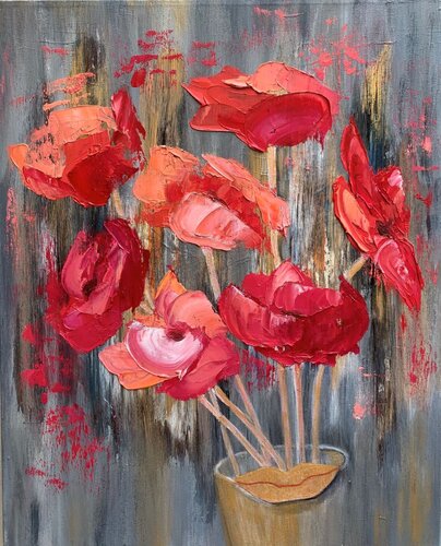 Smile of flowers by Olga Ben Zur, Painting for Sale on Select