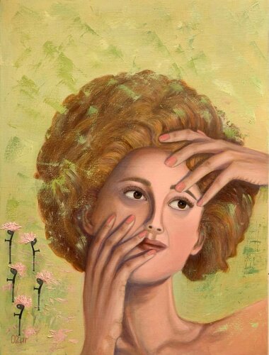 " Crutches or Flowers for women's hands" by Olga Ben Zur, Painting for Sale on Select
