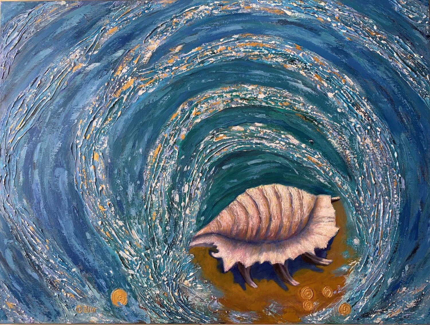 Seashell spirals Olga Ben Zur Original painting for sale