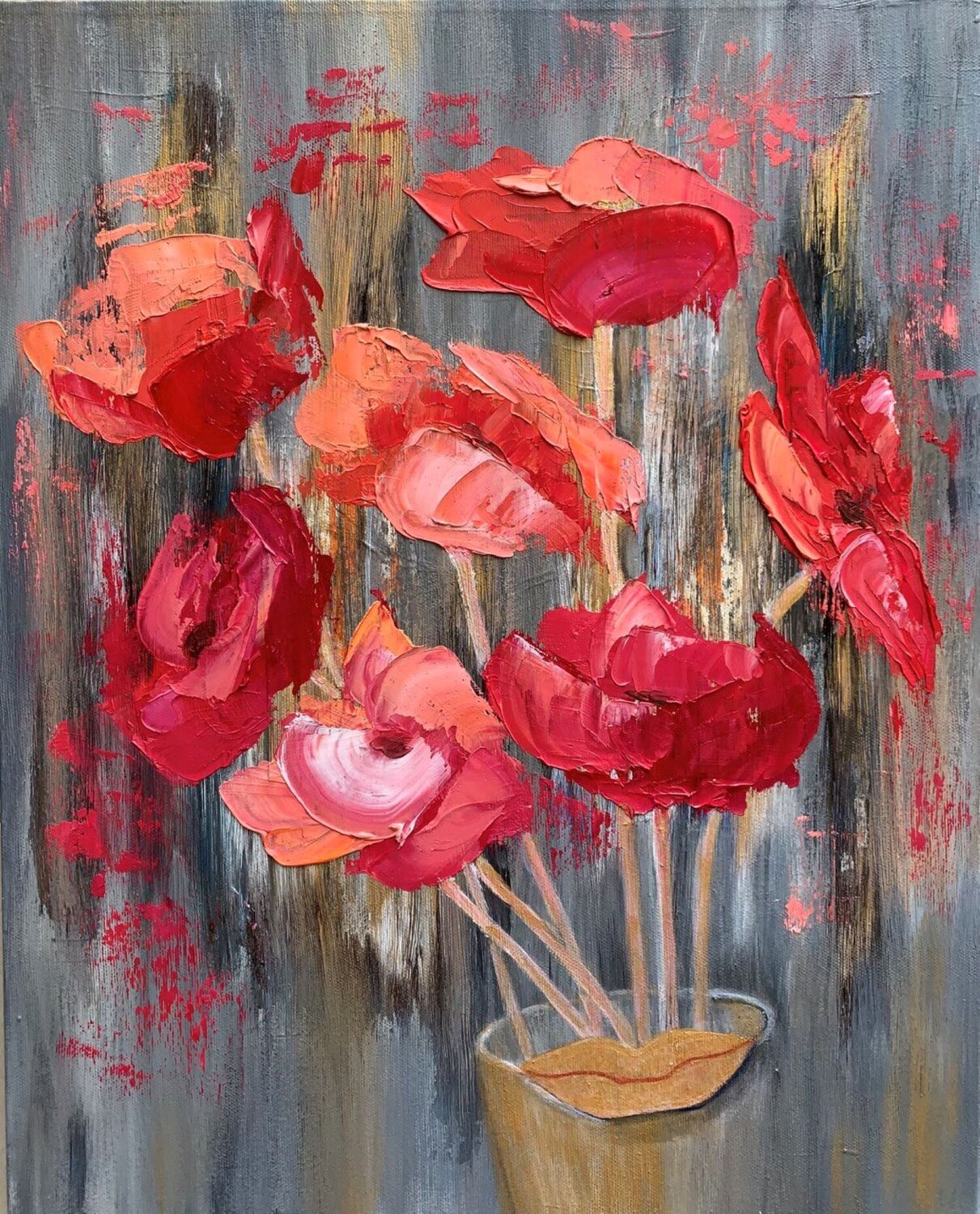 Smile of flowers Olga Ben Zur Original painting for sale