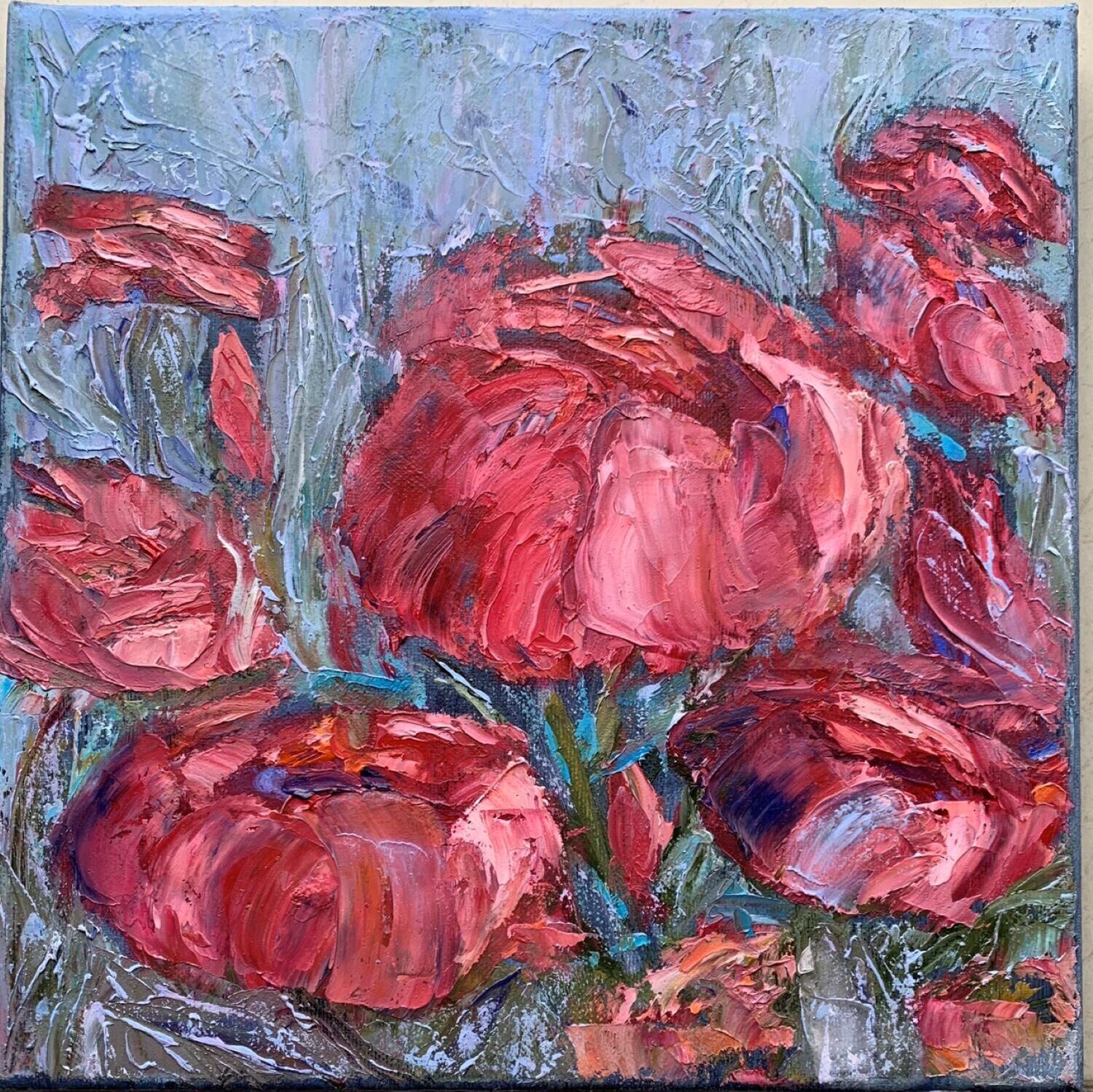 Flowers in the park Olga Ben Zur Original painting for sale