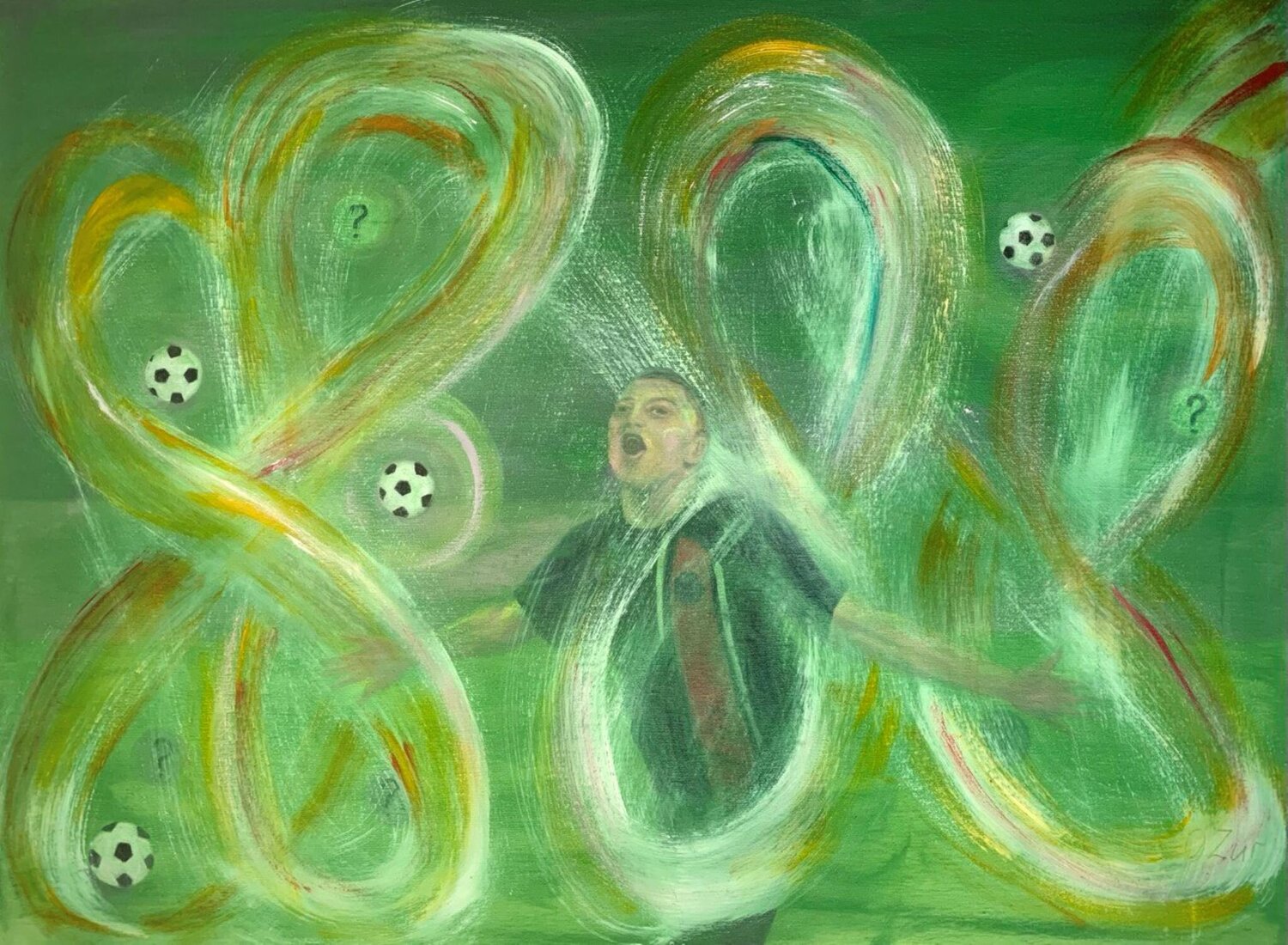 Emotions at Football Olga Ben Zur Original painting for sale