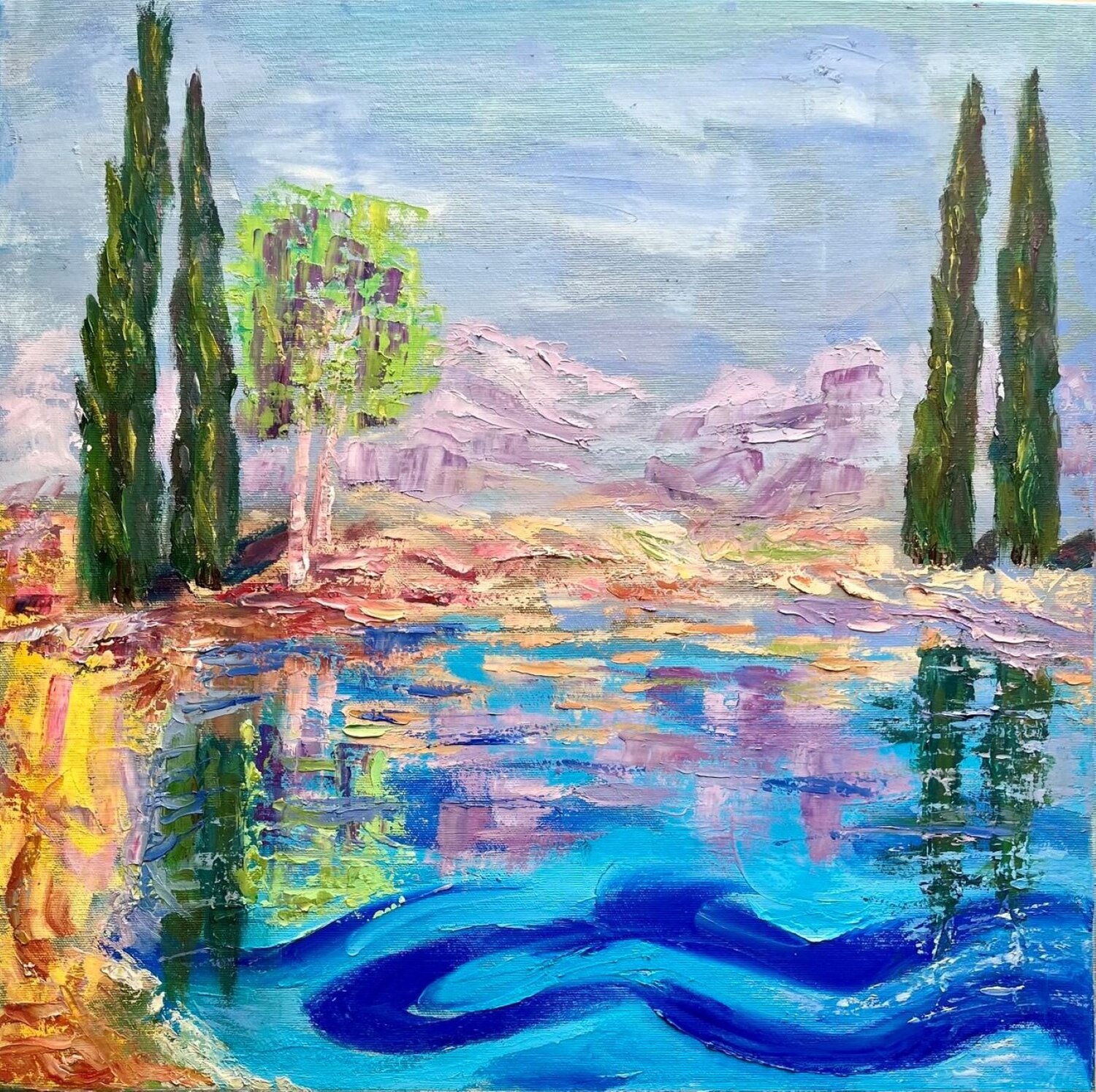 "Reflection of a Spring Stream" Olga Ben Zur Original painting for sale