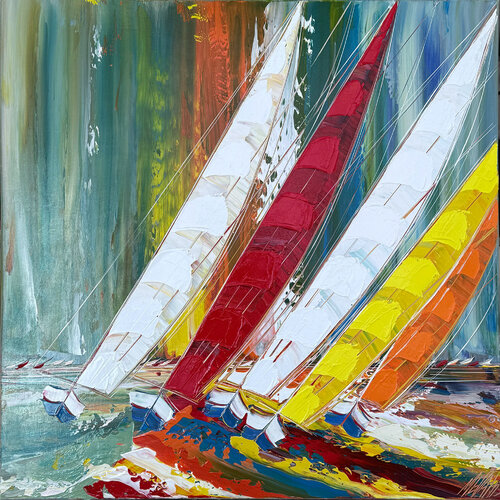 Un vent de liberté… (ESPRIT VOILE 2026) by Olivier Messas, Painting for Sale on Select