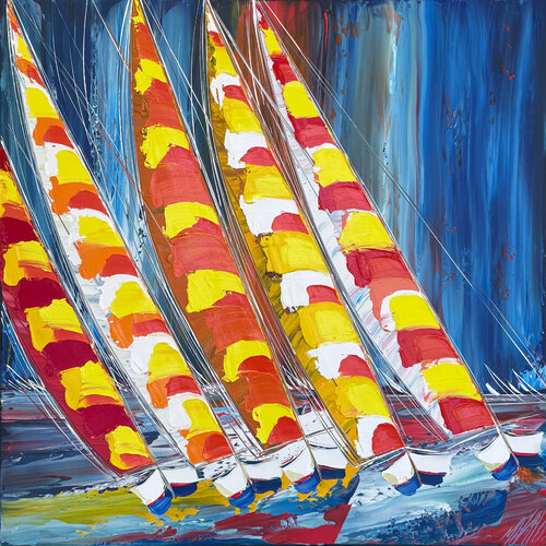 Lumière sur les voiles… (ESPRIT VOILE 2026) by Olivier Messas, Painting for Sale on Select