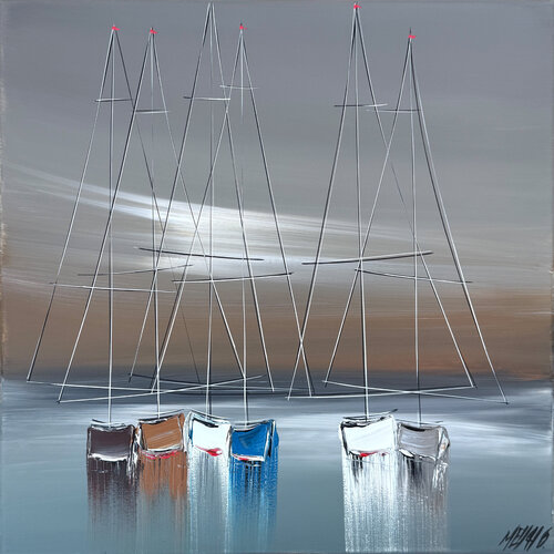 À l'aube des marée… (ESPRIT VOILE 2026) by Olivier Messas, Painting for Sale on Select