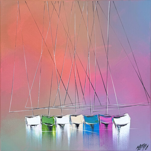 Les couleurs du bonheur… (ESPRIT VOILE 2026) by Olivier Messas, Painting for Sale on Select