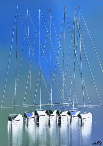 Horizon bleu… (ESPRIT VOILE 2026) by Olivier Messas, Painting for Sale on Select