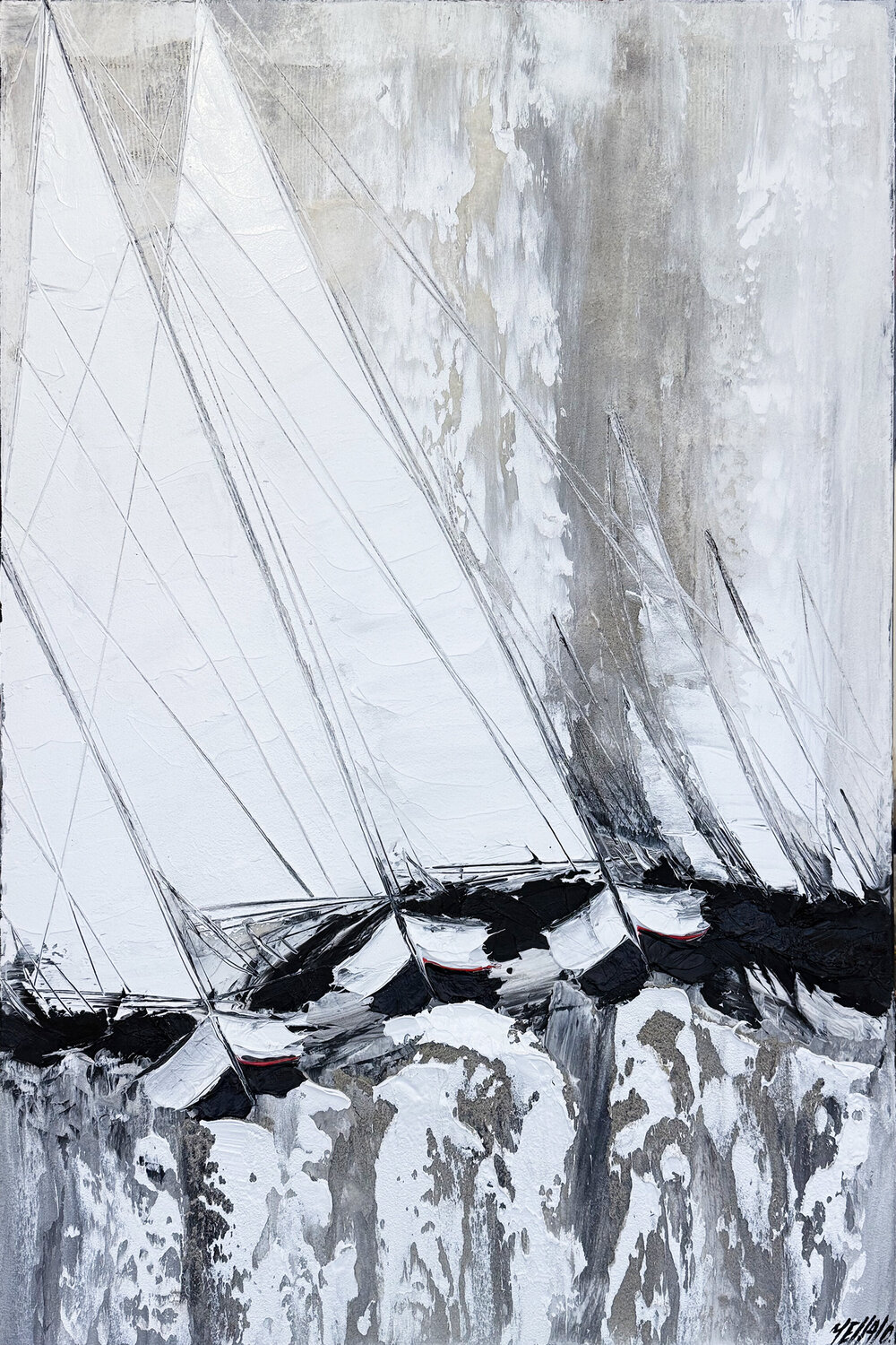 Les voiliers du bout du monde... (PAYSAGE ABSTRAIT 2026) Olivier Messas Original painting for sale