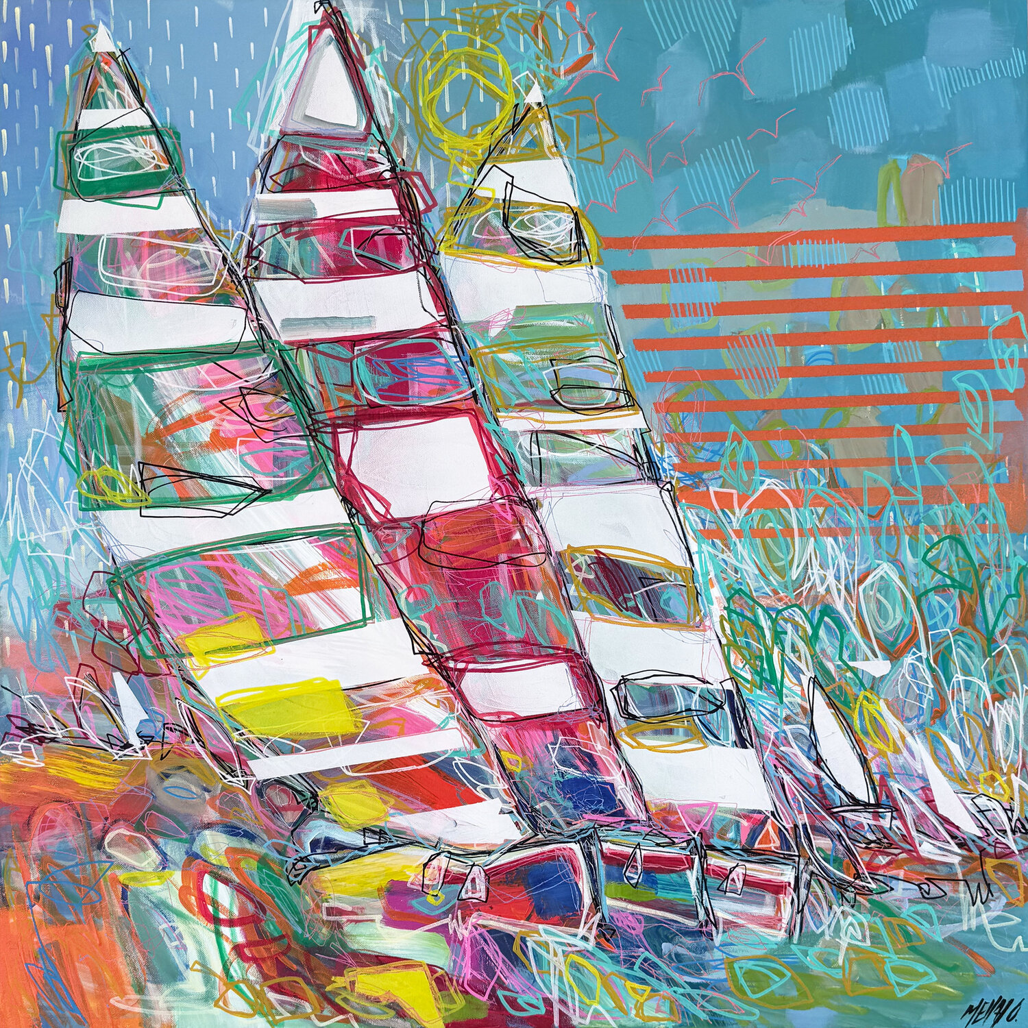 Summer race… (ESPRIT VOILE 2026) Olivier Messas Original painting for sale