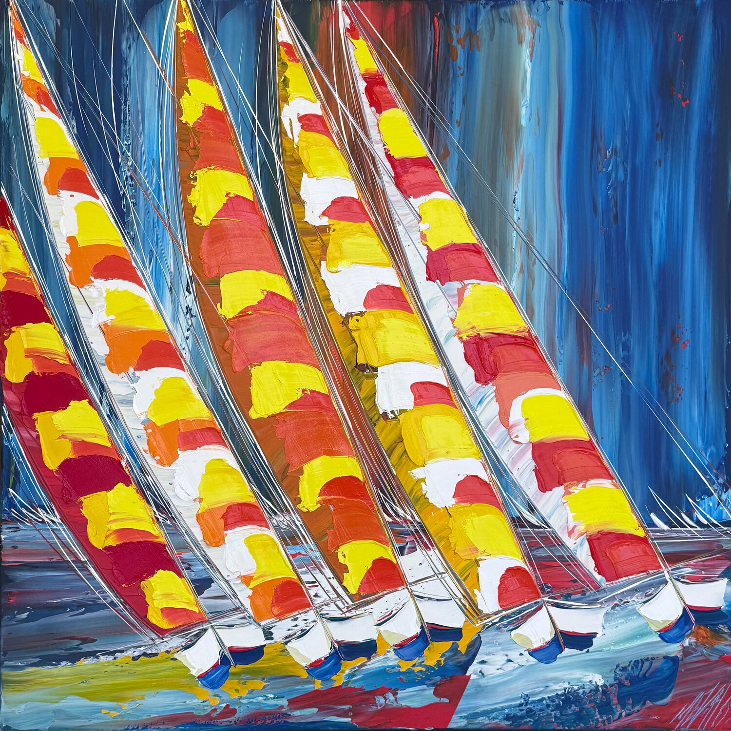 Lumière sur les voiles… (ESPRIT VOILE 2026) Olivier Messas Original painting for sale
