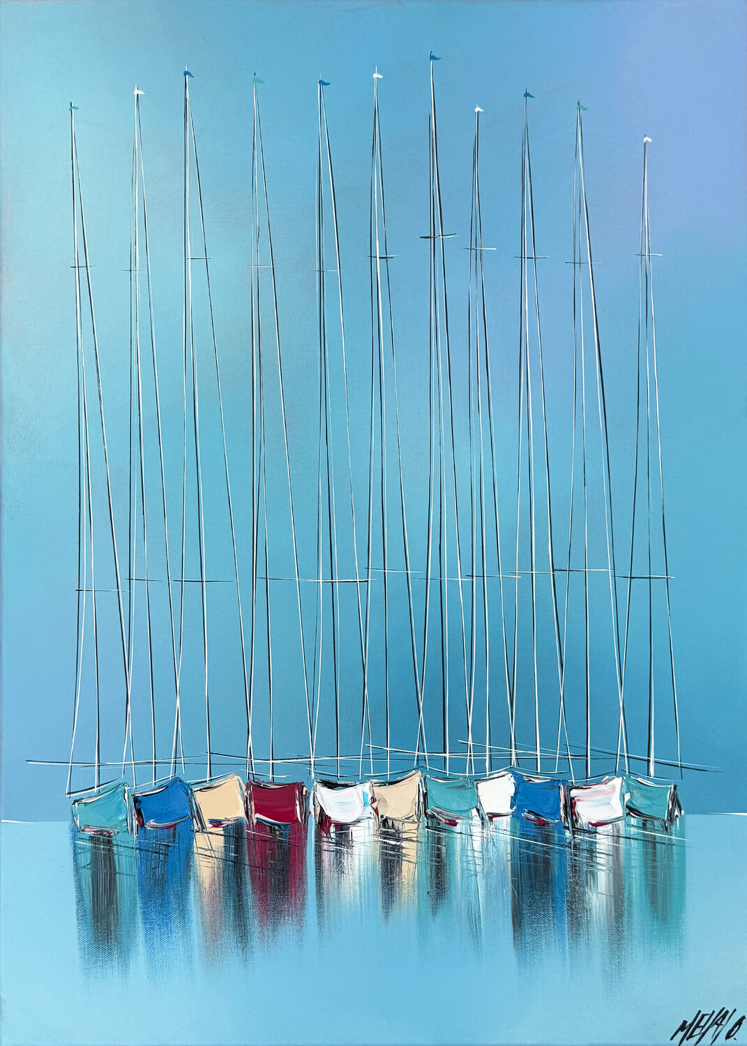 Eau turquoise… (ESPRIT VOILE 2026) Olivier Messas Original painting for sale