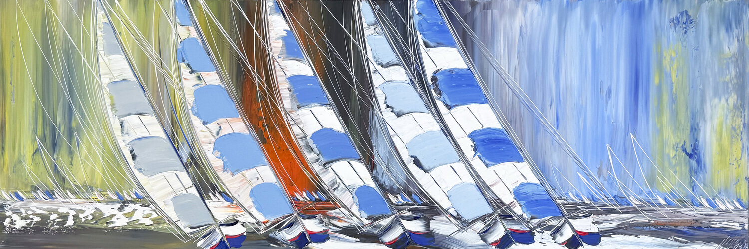 Course en mer... (ESPRIT VOILE2026) Olivier Messas Original painting for sale