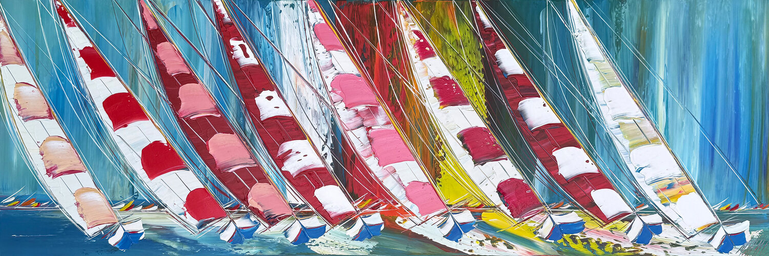 Un vent de bonheur... (ESPRIT VOILE2026) Olivier Messas Original painting for sale