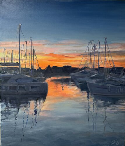 Sunset in the haven by Iryna Barabash, Painting for Sale on Select