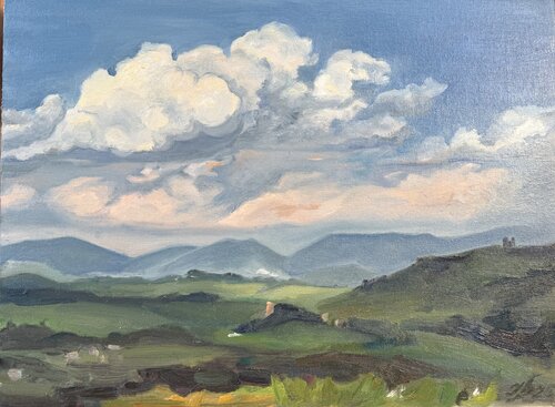Clouds Over the Hills by Iryna Barabash, Painting for Sale on Select