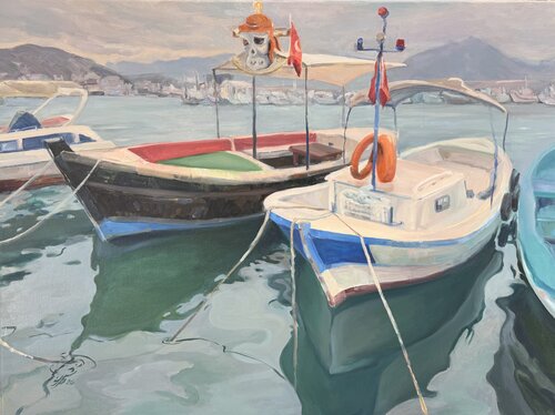 Two  Boats from Turkey by Iryna Barabash, Painting for Sale on Select