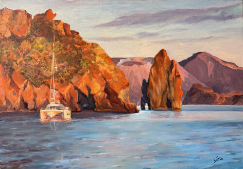 Sicilian Sunset Voyage by Iryna Barabash, Painting for Sale on Select