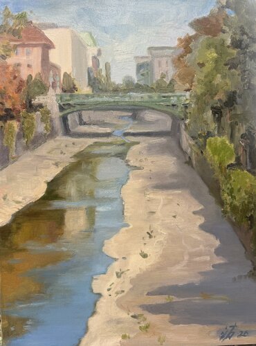 Autumn Light on the Wien River von Iryna Barabash, Malerei kaufen auf Select
