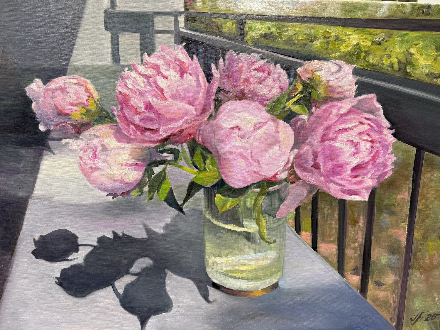 Peonies on the Balcony Iryna Barabash Original painting for sale