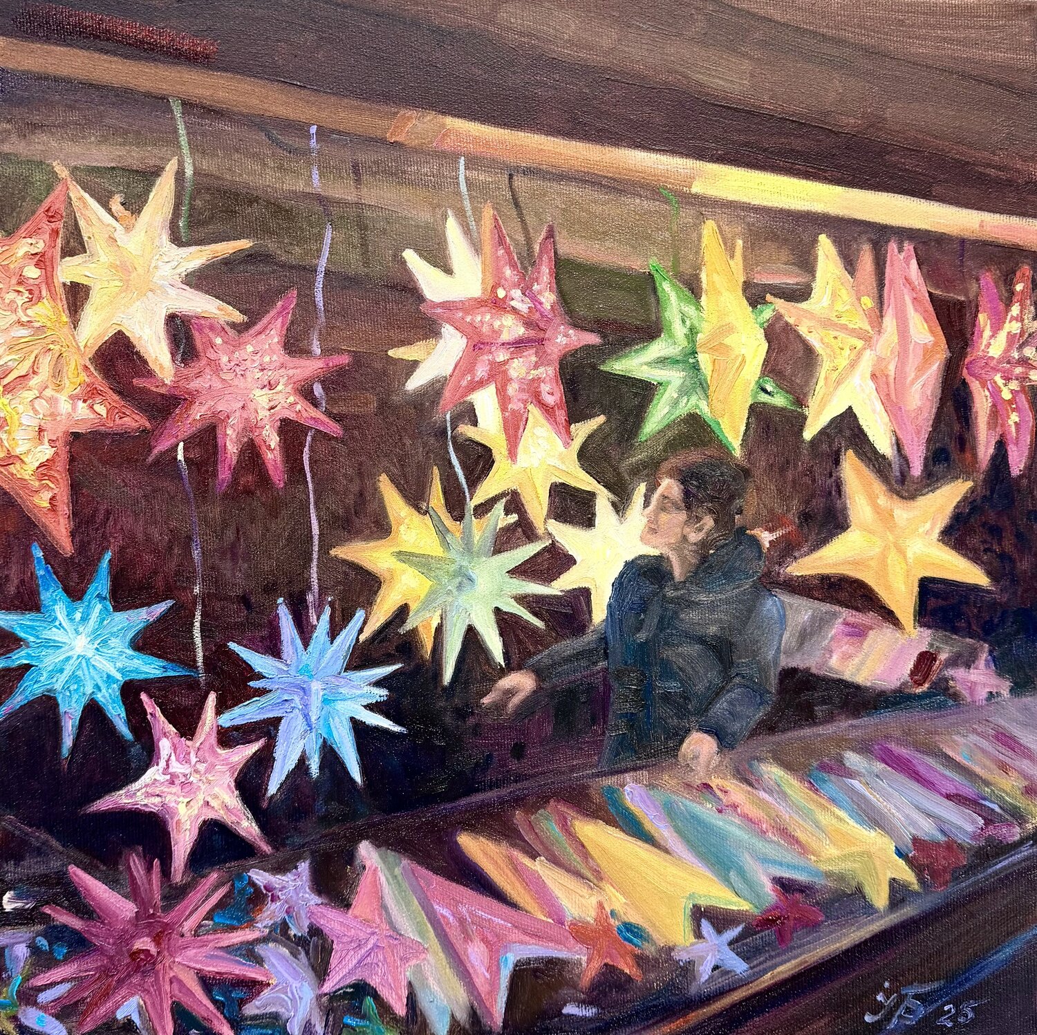 Under the Christmas Stars Iryna Barabash Original painting for sale