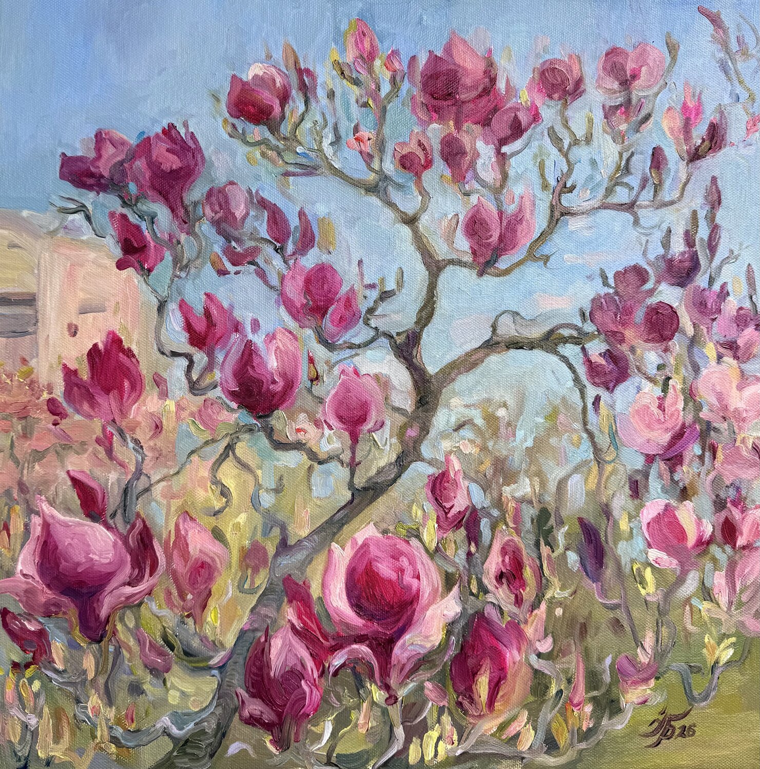 Magnolia in bloom Iryna Barabash Original painting for sale