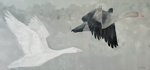 Two Geese by Kay Sleking, Painting for Sale on Select