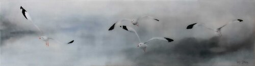 Gulls Quartet by Kay Sleking, Painting for Sale on Select