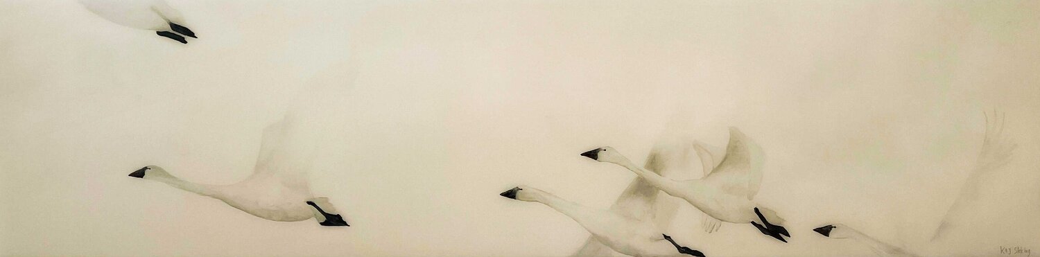 White Series - Swan III Kay Sleking Original painting for sale