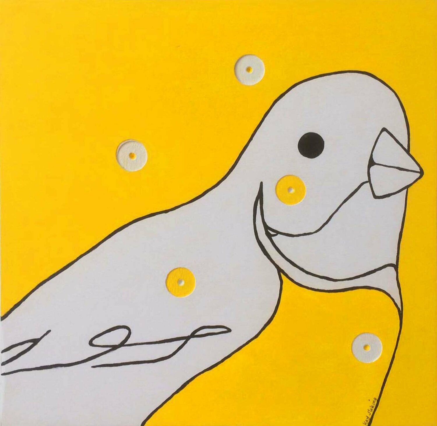 Yellow Bird I Kay Sleking Original painting for sale