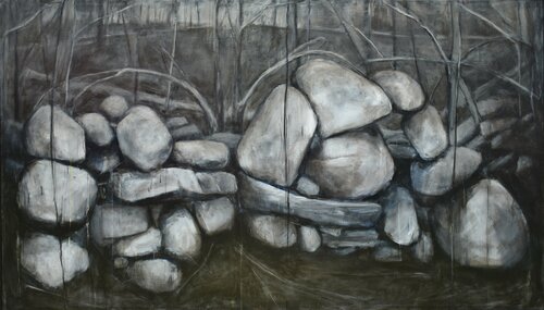 Mending Wall (Double Portrait) by Stephen Remick, Painting for Sale on Select