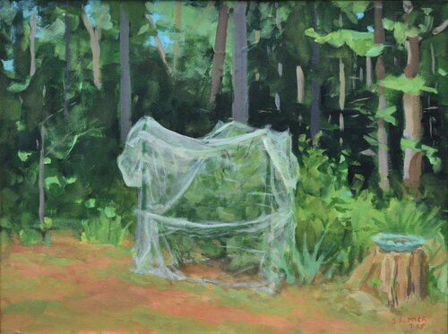 Netting on the Blueberries (No Birds Allowed) by Stephen Remick, Painting for Sale on Select