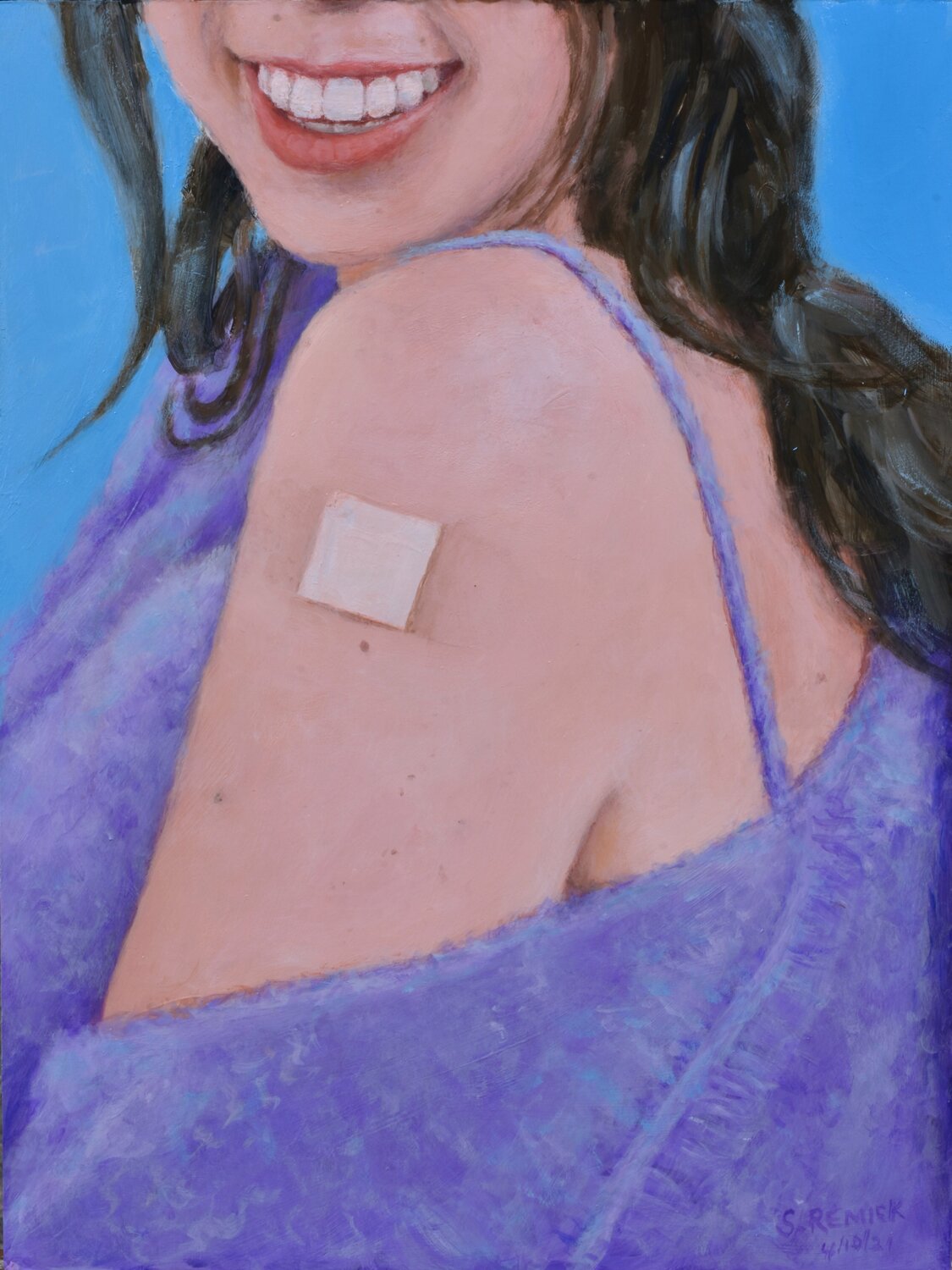 Vaccinated (Big Smile) Stephen Remick Original painting for sale