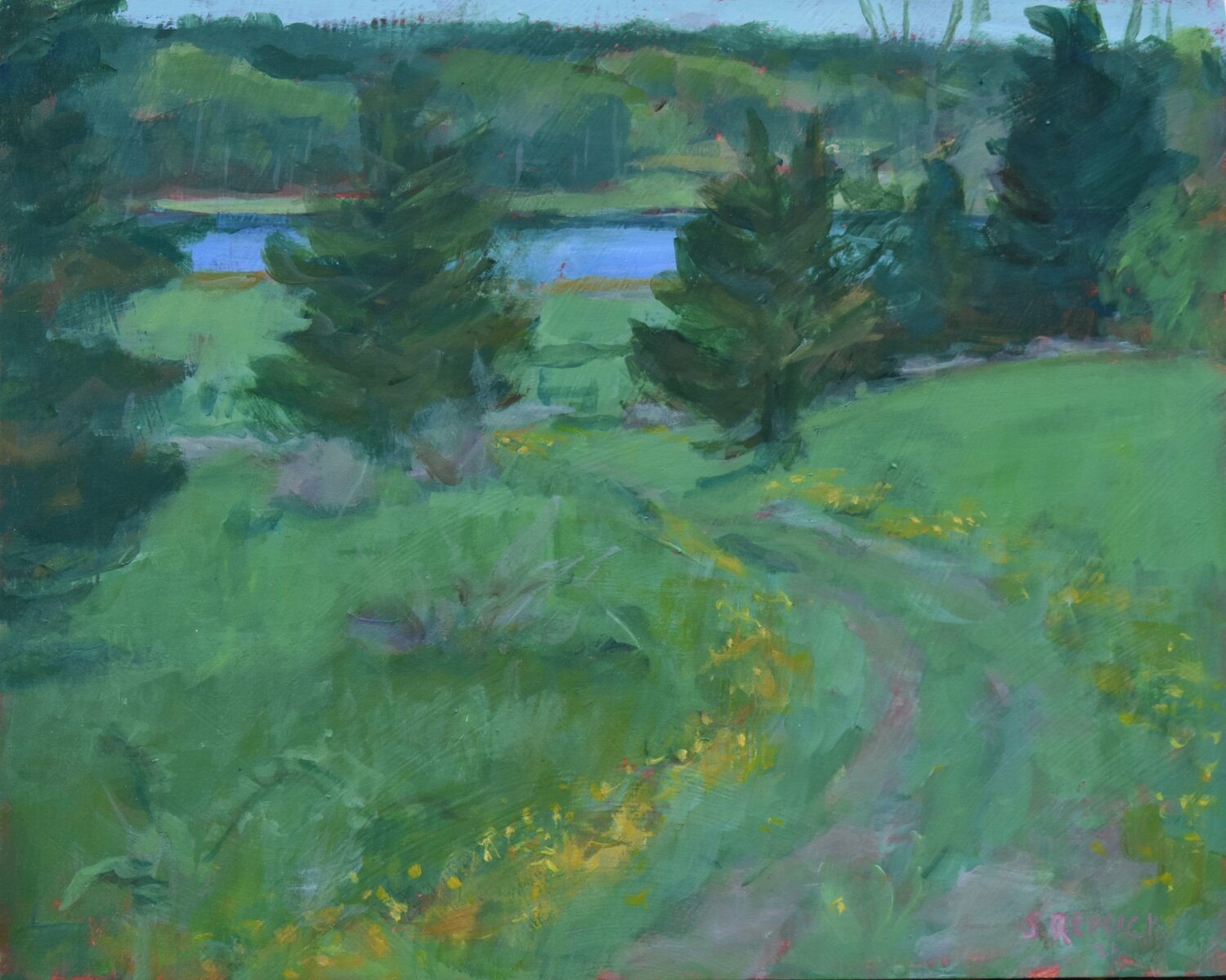 Buttercup Lined Path Stephen Remick Original painting for sale