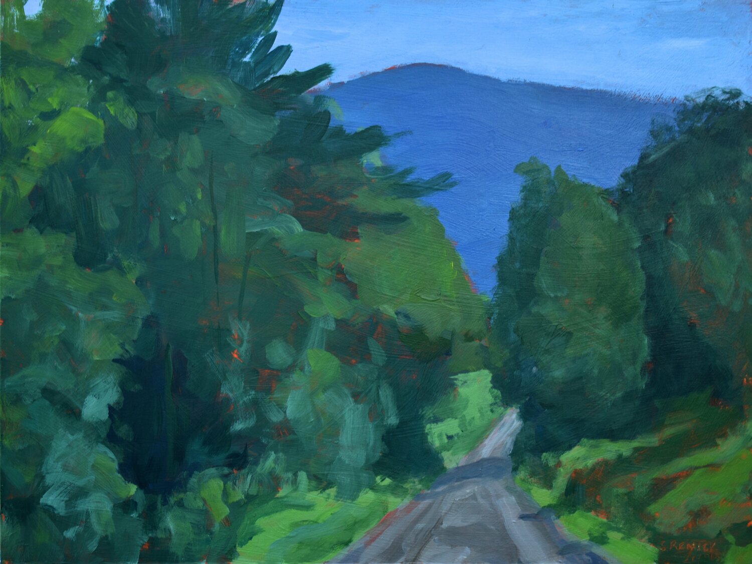 Vermont Gravel Road with Blue Mountain Stephen Remick Original painting for sale