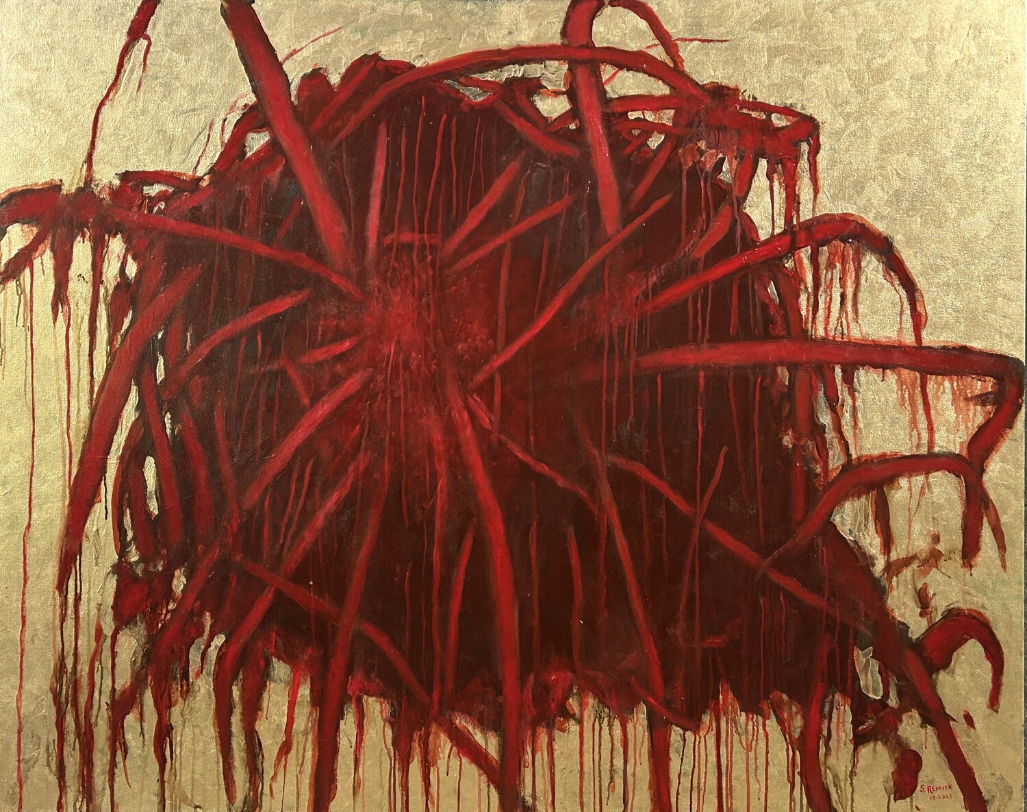 Uprooted (Gold Leaf #2) Stephen Remick Original painting for sale