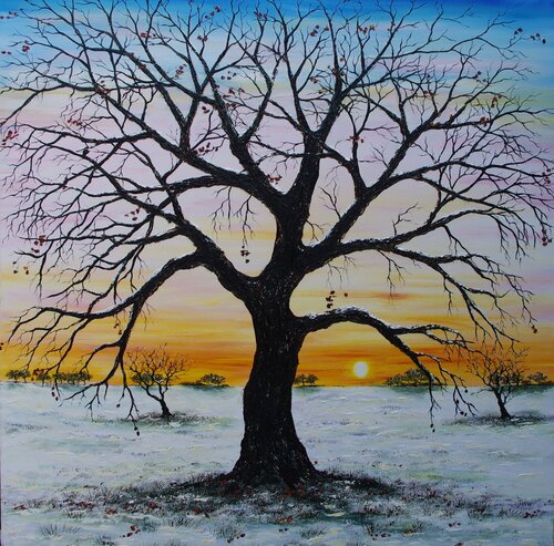 Oak Tree In Winter by Hazel Thomson, Painting for Sale on Select