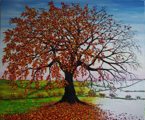 Oak of Autumn and Winter by Hazel Thomson, Painting for Sale on Select