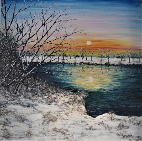 A Winter Sunset by Hazel Thomson, Painting for Sale on Select