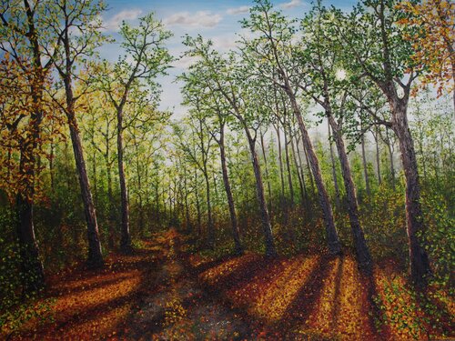 Textural Autumn by Hazel Thomson, Painting for Sale on Select