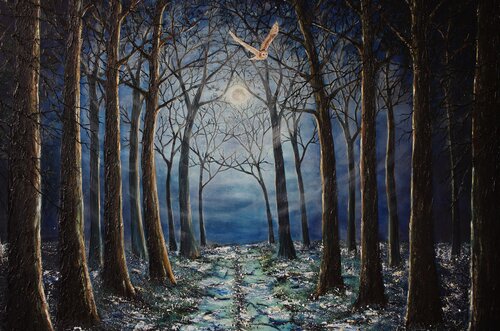Silent Night in The Forest by Hazel Thomson, Painting for Sale on Select