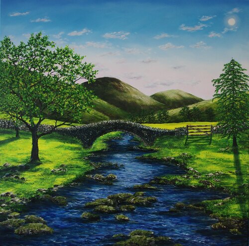 Flowing River by Hazel Thomson, Painting for Sale on Select