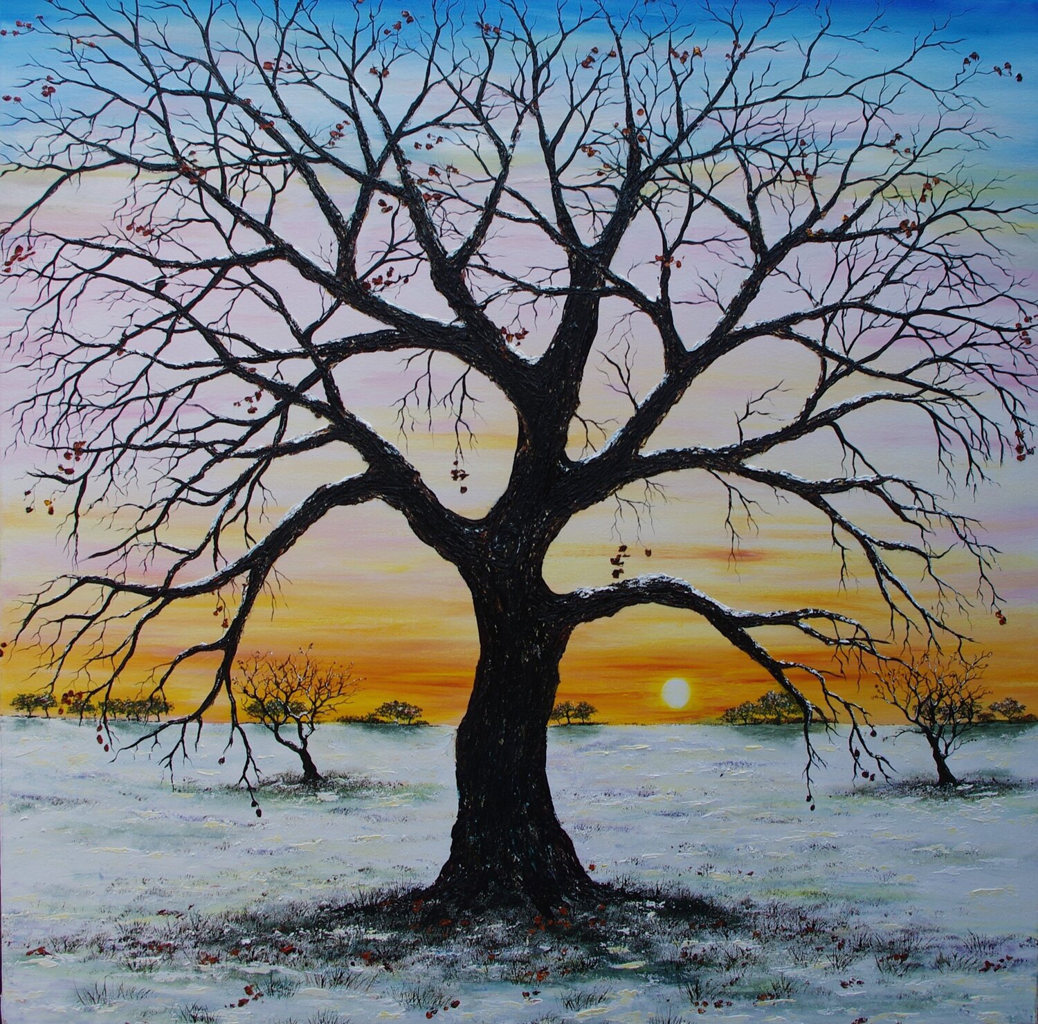 Oak Tree In Winter Hazel Thomson Original painting for sale