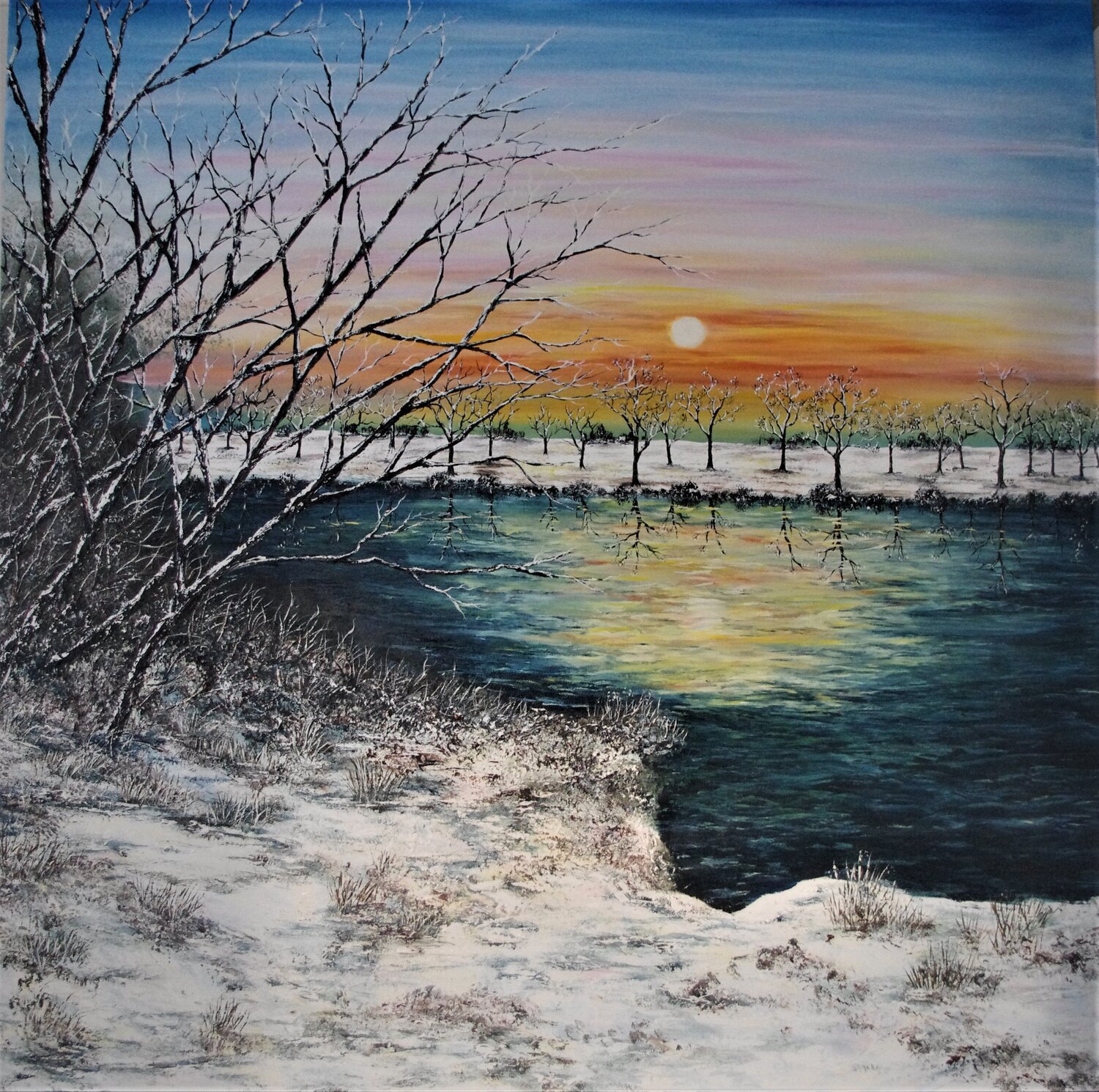 A Winter Sunset Hazel Thomson Original painting for sale
