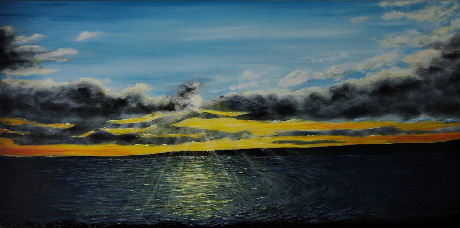 Startling Light Through The Clouds Hazel Thomson Original painting for sale