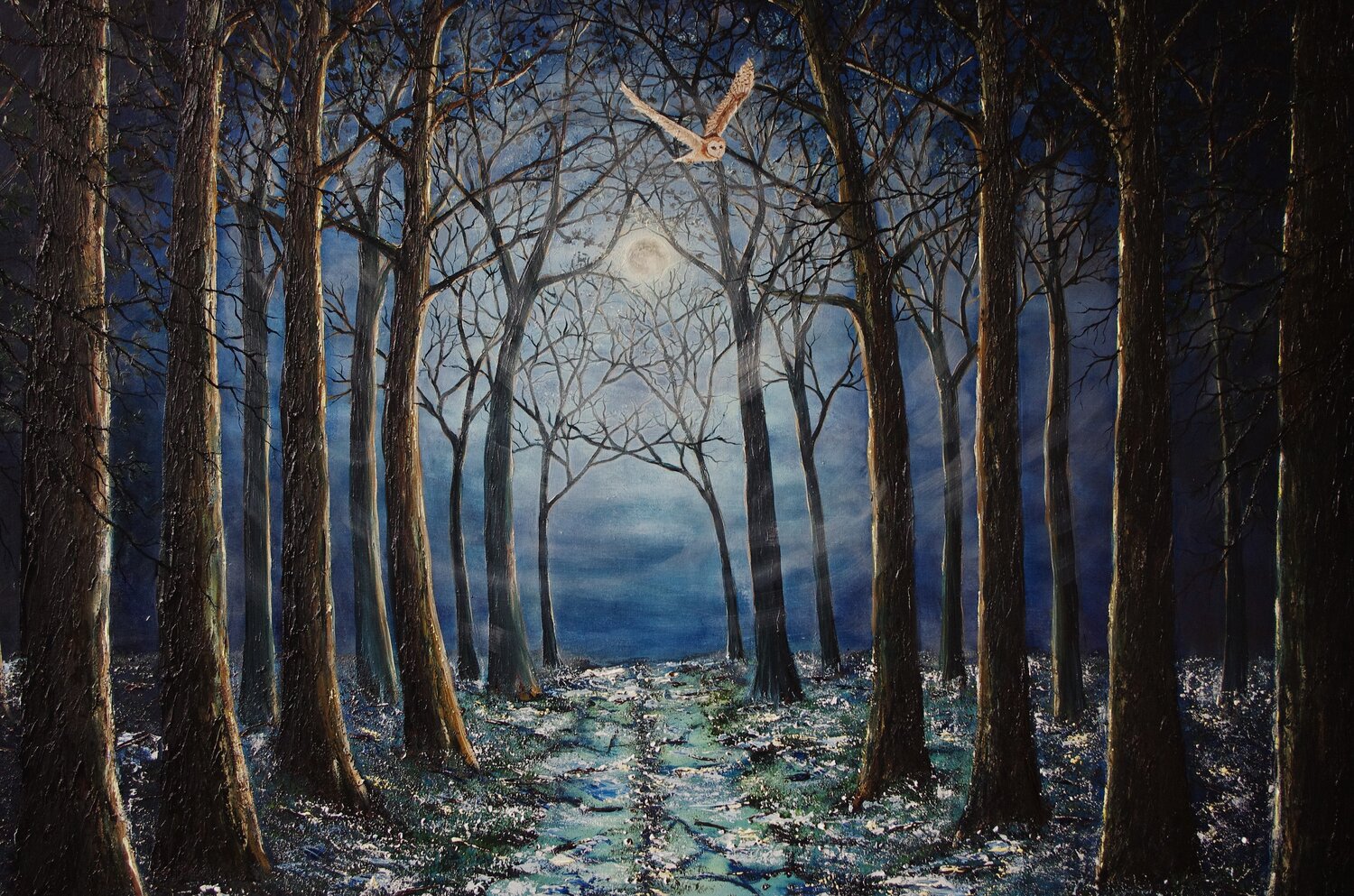 Silent Night in The Forest Hazel Thomson Original painting for sale